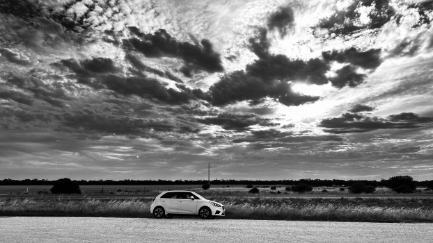 Driving on the wrong side of the road. Vic., Australia