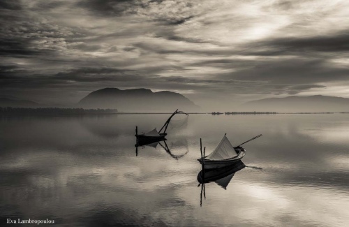 MESSOLONGHI LAGOON IN THE FOG