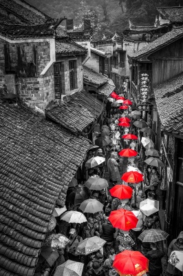 Ancient Lane-Red Umbrella