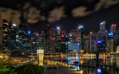 downtown singapore at night