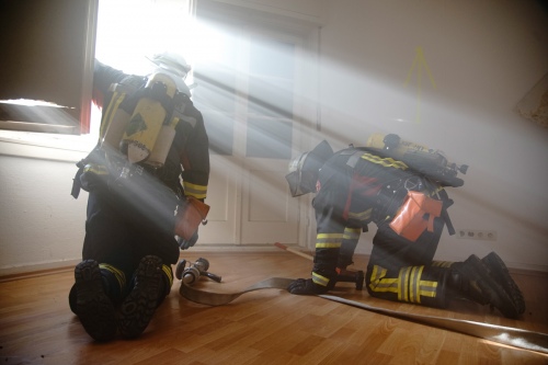 Firefighters at the end or their power