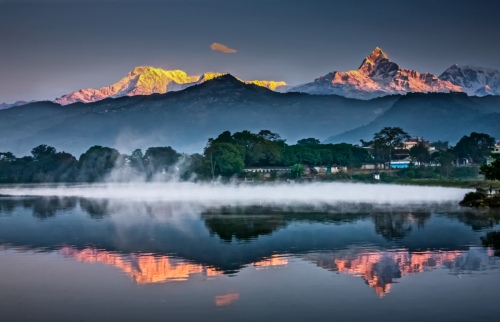 Scenery of lakes and mountains