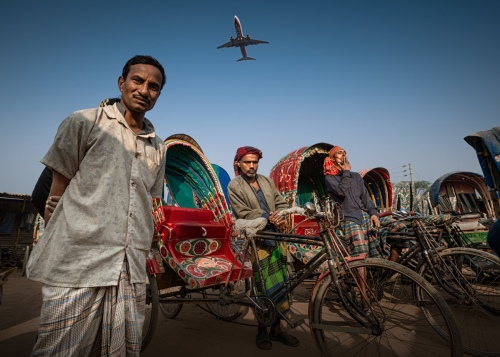 Pedicab drivers on street