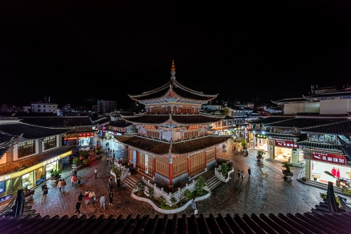Night in ancient pavilion