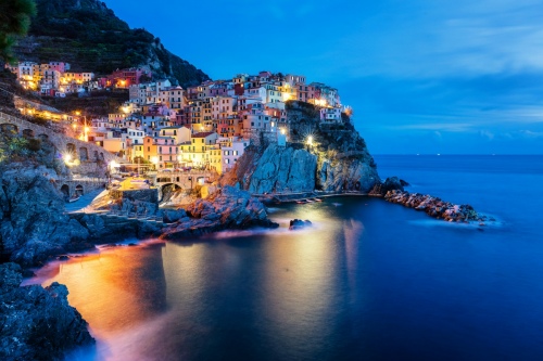 Night in fishing village