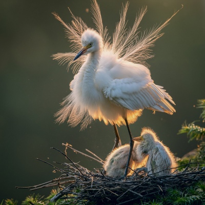 Egret-protect nestling 2