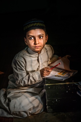 Little boy in study