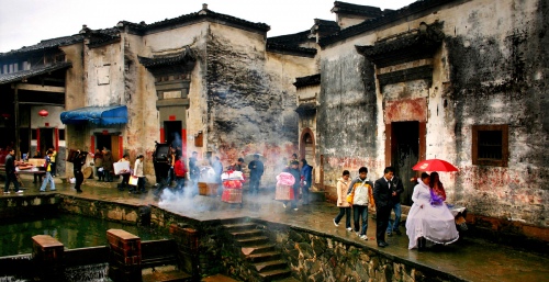 Wedding in ancient town