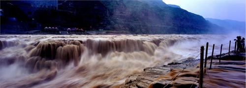 Autumn scenery of Hukou Waterfall