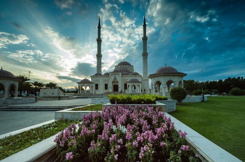 Taimour mosque by sunset