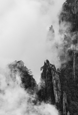 Carved Huangshan Mountains