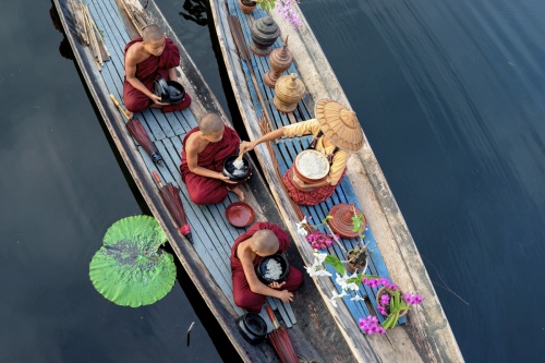 Novices collect alms